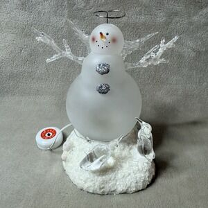 Light Up Glass Angel Snowman‎ Penguins Winter Christmas Figurine 7"